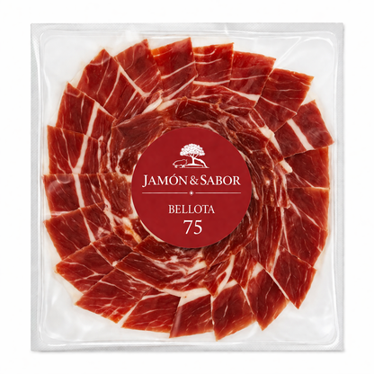 Jamón Ibérico de Bellota 75% Loncheado a Cuchillo 100G | Jamón & Sabor Menorca
