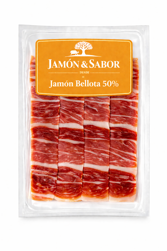 Prosciutto Iberico Bellota 50% Affettato a Coltello 100g | Jamón & Sabor Menorca